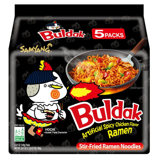 Samyang Buldak Korean Hot Spicy Chicken Stir-Fried Ramyun Noodles 4.94 oz (Pack of 5)